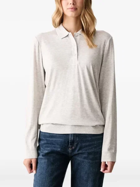 Lung tricou polo Gant gri