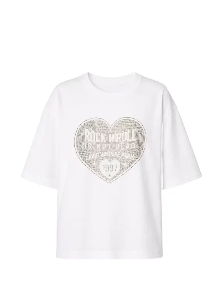 Stras tricou Zadig&voltaire cu motiv cu inimi alb