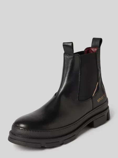 Buty ze skóry z elastycznymi wstawkami model ‘VEGA LACE’ Replay czarne