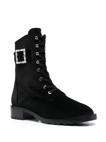 Nėriniuotos auliniai batai Stuart Weitzman su raišteliais juoda