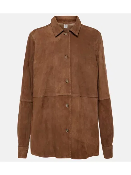 Cămașă Toteme din piele de căprioară maro