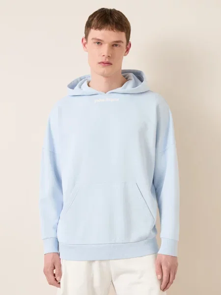 Palm Angels Bluza Z Kapturem Oversize blau biała