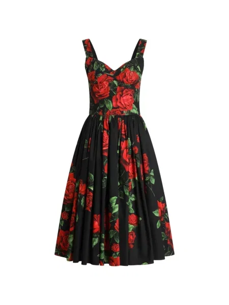Rochie midi Dolce & Gabbana cu imagine din poplin negru