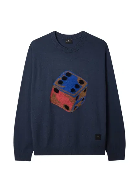 Grafic pulover Ps Paul Smith cu decolteu rotund albastru