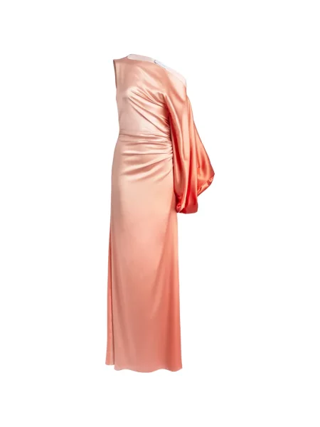 Rochie maxi Silvia Tcherassi cu volane asimetrică roz