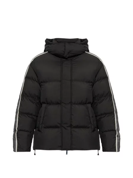 Geacă cu puf Emporio Armani cu dungi cu glugă negru