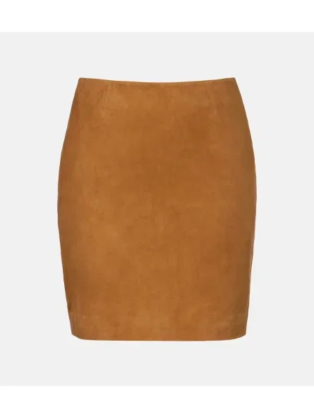 Fustă Rotate din piele de căprioară bej