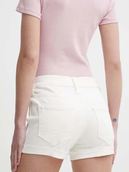 Džínové šortky Hollister Co. hladké high waist béžová