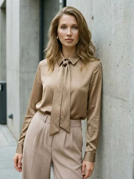 Блуза Seventeen шовк бежевий