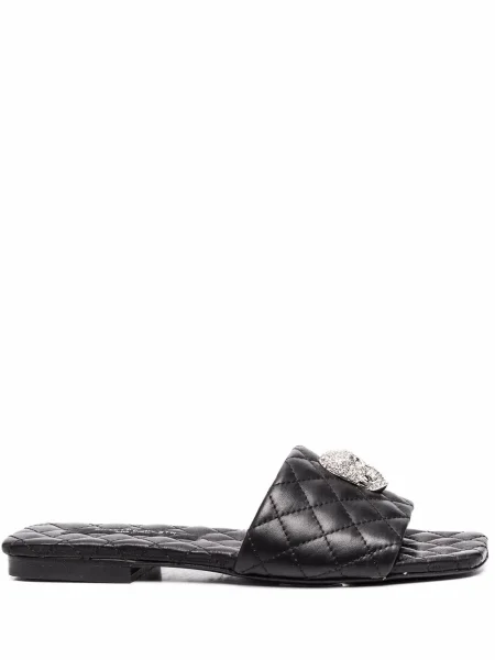 Sandale Philipp Plein fără toc de cristal negru