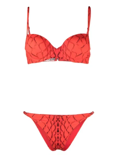 Bikini Noire Swimwear cu imagine cu imprimeu abstract roșu