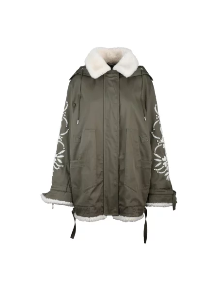 Haftowana pikowana parka Ermanno Scervino zielona