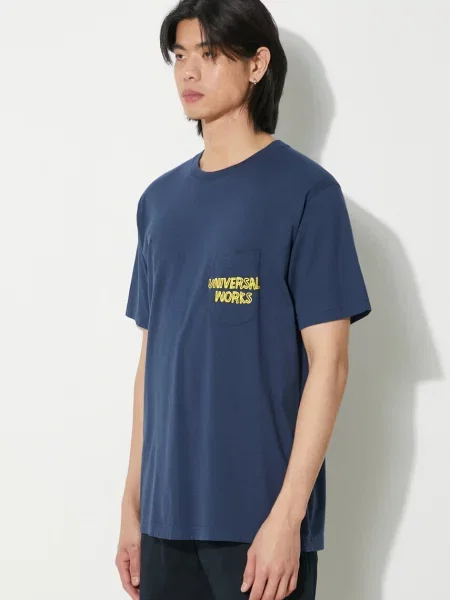 Футболка Universal Works Print Pocket Tee з принтом синій