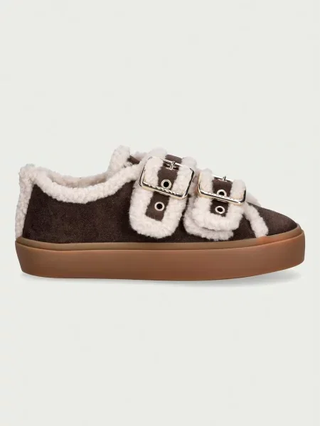 INUIKII Sneakers Low | shearling | piele întoarsă maro