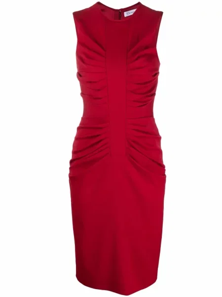 Oblekové šaty Christian Dior Pre-owned s volány červené