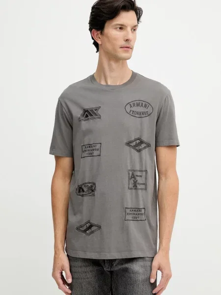 Тениска Armani Exchange с апликация сиво