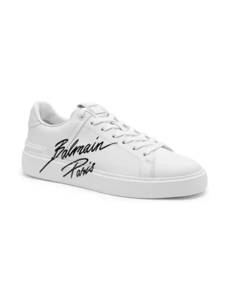 Balmain De piele sneakers B-COURT alb