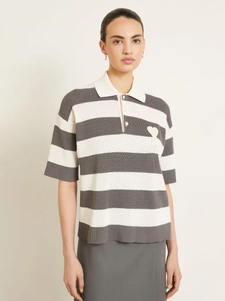 Ami Paris Sweter Polo grau