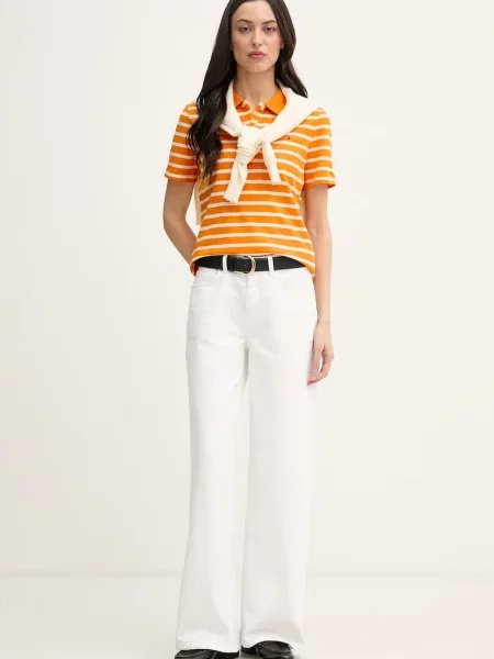 Tommy Hilfiger Polo majica z bombažem oranžna