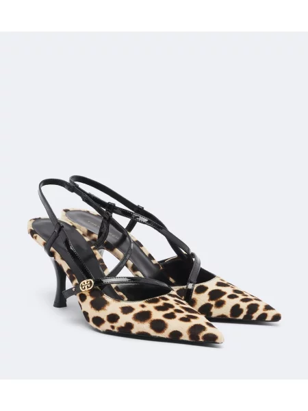 Pantofi cu toc Tory Burch slingback bej