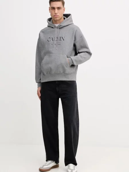 Μπλούζα Calvin Klein με κουκούλα γκρι