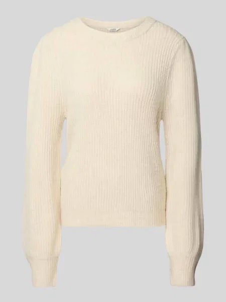 Sweter z dzianiny z okrągłym dekoltem model ‘Farrell’ Mbym biały