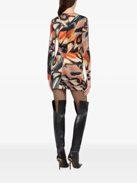 Rochie mini Roberto Cavalli cu imagine portocaliu