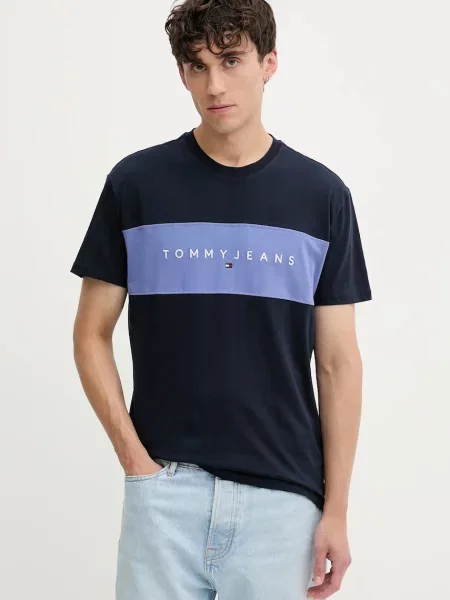 Тениска Tommy Jeans с десен тъмносиньо