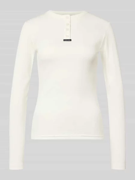 Longsleeve w kroju slim fit z elastycznej mieszanki bawełny Karo Kauer biała