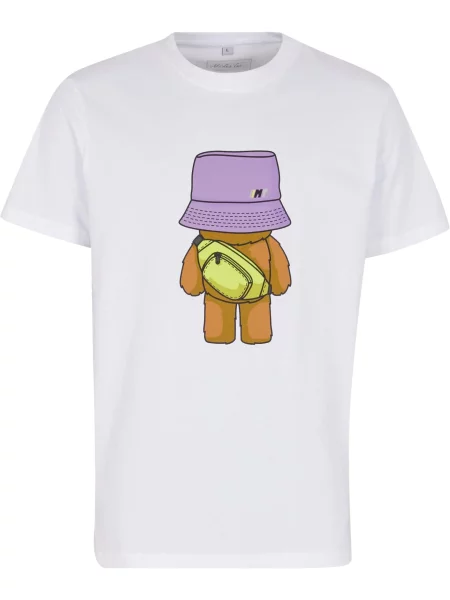Mister Tee Tričko Bear hnědá / svítivě žlutá / šeříková bílá