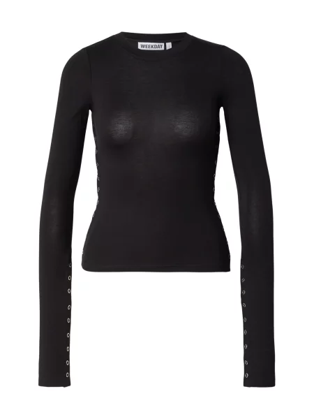 WEEKDAY Tricou Mina' negru