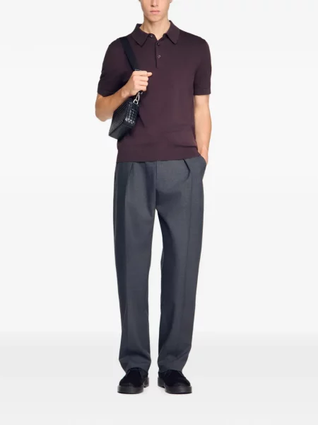 Tricou polo Sandro de mătase maro