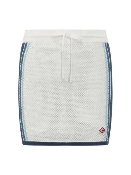 Spódnica mini Casablanca w paski z siateczką biała