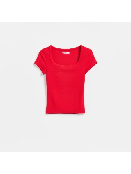Reserved Slim fit póló modálkeverékkel piros
