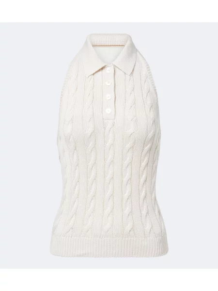 Top Ralph Lauren Collection de mătase alb