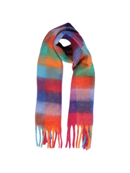 Fular Pieces în carouri portocaliu