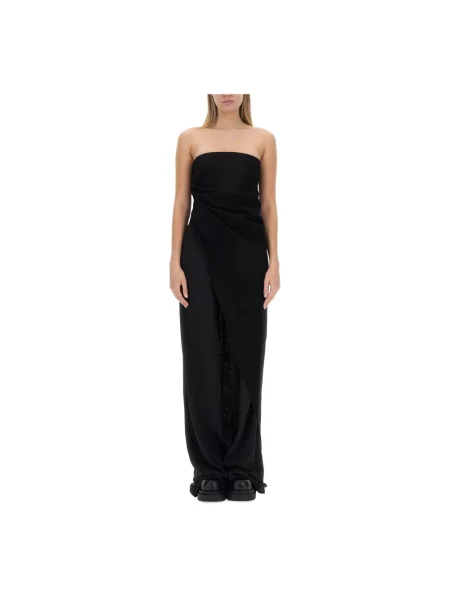 Długa sukienka maxi Rick Owens wełniana asymetryczna czarna