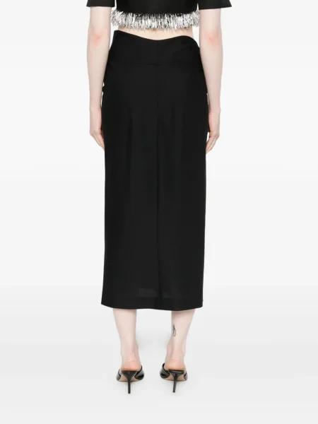Fustă midi Alberta Ferretti drapată până la genunchi negru