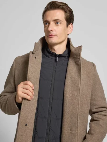 Płaszcz wełniany o kroju regular fit ze wstawką pikowaną model ‘Rainar’ Selected Homme