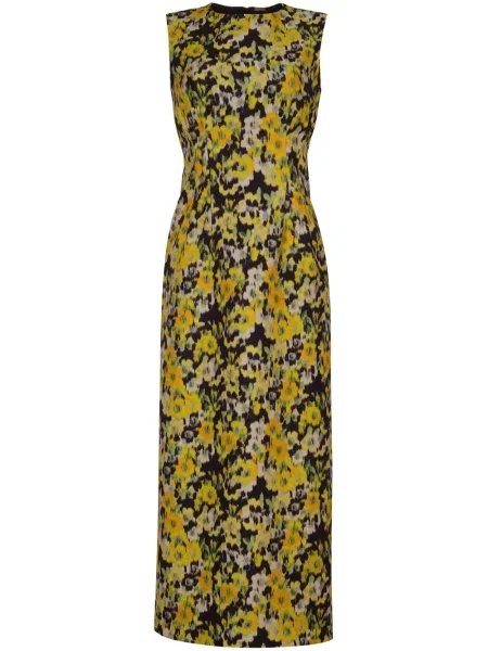 Rochie tip creion Adam Lippes cu model floral cu imagine verde