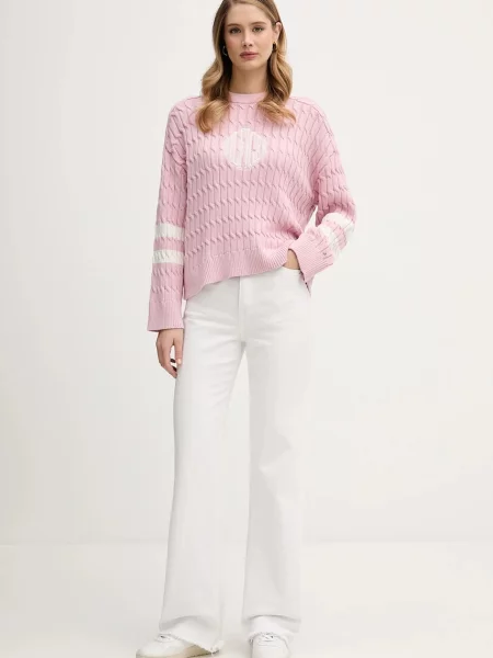 Tommy Hilfiger Bombažen pulover roza
