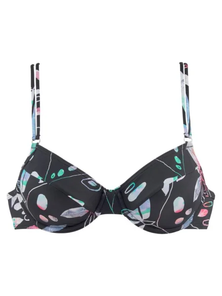 SUNSEEKER Sutien costum de baie Leaves / negru alb