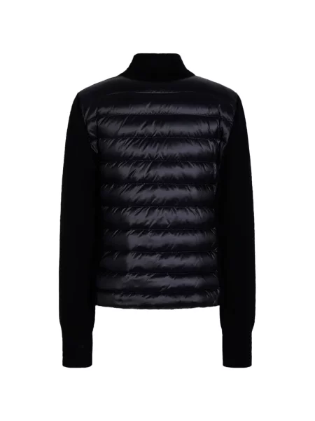 Matlasat geacă Moncler cu autograf negru