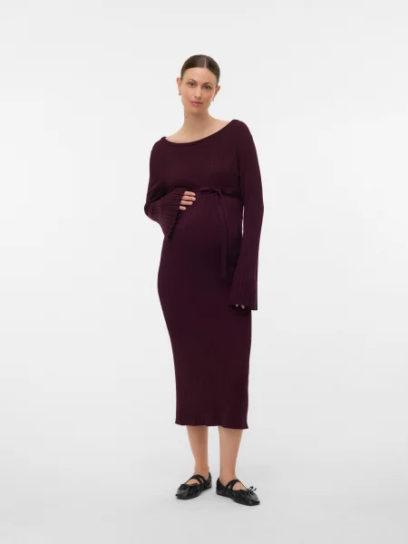 MAMALICIOUS Rochie tricotat MLNEWSIV vin roșu