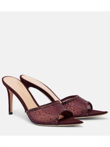 Papuci tip mules Gianvito Rossi de cristal bordo