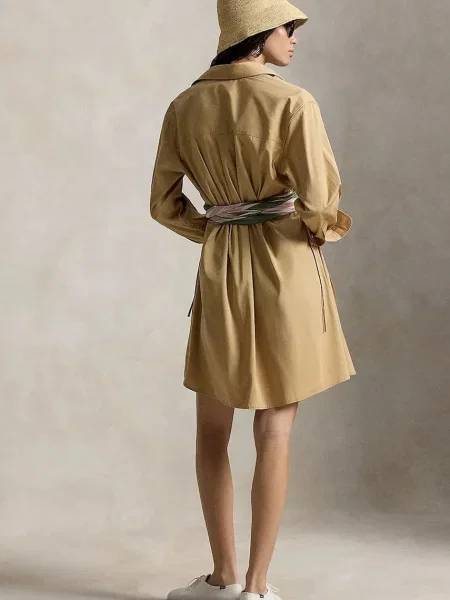 Polo Ralph Lauren rochie tip cămașă din maro