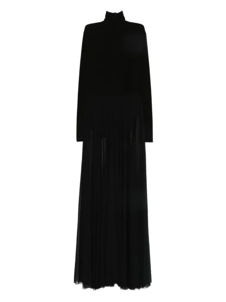 Rochie maxi Norma Kamali plisată lungă de costum negru