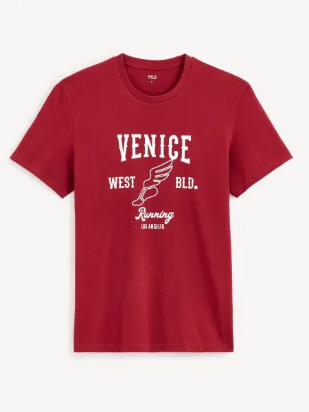 Majica Celio s kratkimi rokavi rdeča