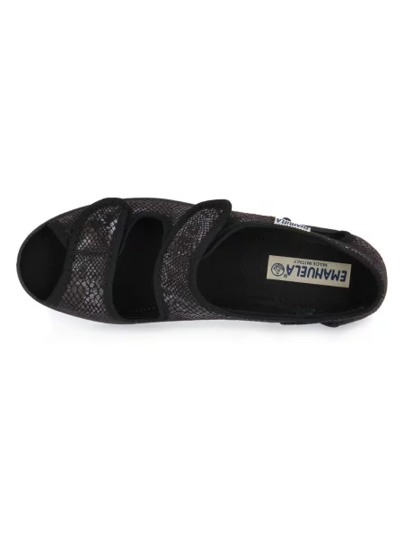 Pantofi Emanuela cu model piele de șarpe negru