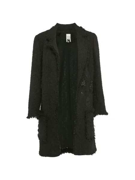 Palton Edward Achour Paris cu aplicații din tweed negru